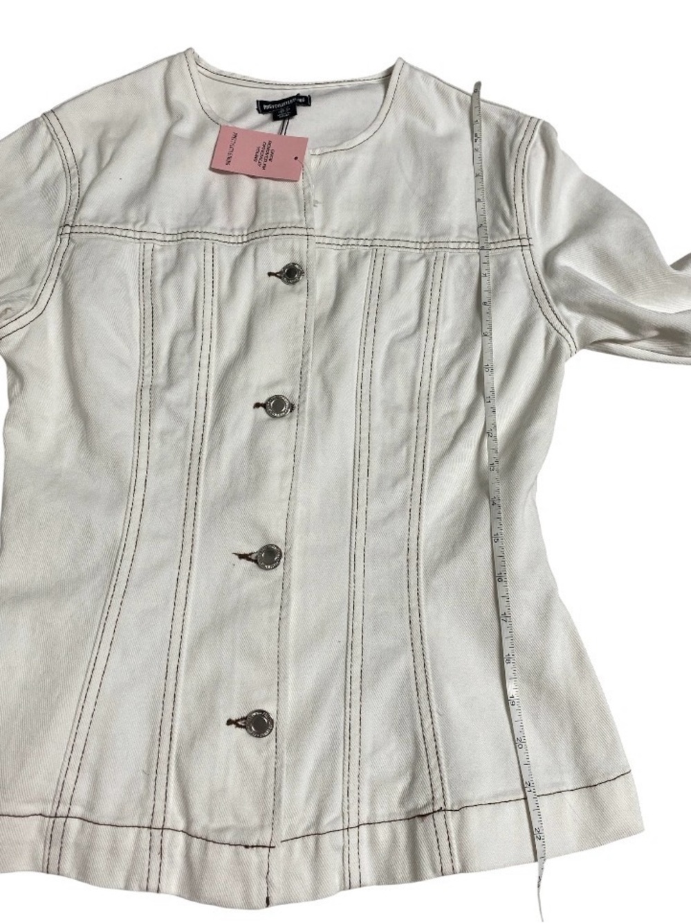 PrettyLittleThing Cream Round-Neck Button Front Jacket - Picture 4 of 7